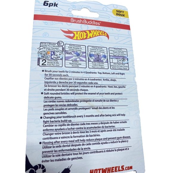 Hot Wheels Soft Toothbrush 6 Pack Kids Toothbrushes Cars Hotwheels Race Cars - Picture 5 of 5